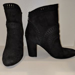 Black faux suede booties